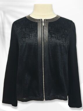 Chico's Black Zip-Front Bomber Jacket sz 3/XL